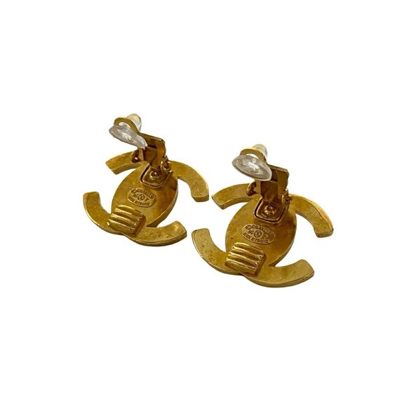 CHANEL Vintage Gold Logo Earrings